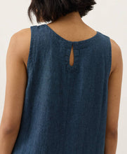 Load image into Gallery viewer, Women's Linen Easy Tank Dress Pact Medium Yarn Dye Navy Blue