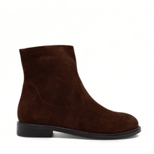Load image into Gallery viewer, Flacco Flat Zip Up Brown Suede Holiday Bootie Amie Rafa