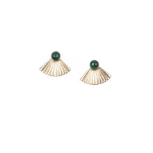 Load image into Gallery viewer, Malachite Mini Pleat Jacket Earrings Michelle Starbuck Designs