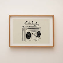Load image into Gallery viewer, "Boom Box" Vintage Music Illustration Wall Art Print Tumbleweed Design Studio