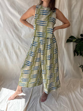 Load image into Gallery viewer, Green Blue Geo Fleur Pant Maelu Designs
