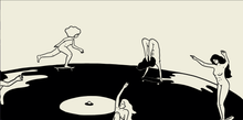 Load image into Gallery viewer, Skate Session on Vinyl Record Minimal Art Print Tumbleweed Design Studio