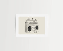 Load image into Gallery viewer, "Boom Box" Vintage Music Illustration Wall Art Print Tumbleweed Design Studio