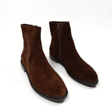 Load image into Gallery viewer, Flacco Flat Zip Up Brown Suede Holiday Bootie Amie Rafa