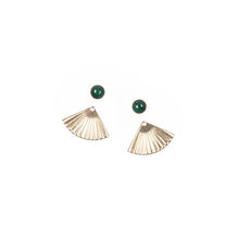 Load image into Gallery viewer, Malachite Mini Pleat Jacket Earrings Michelle Starbuck Designs