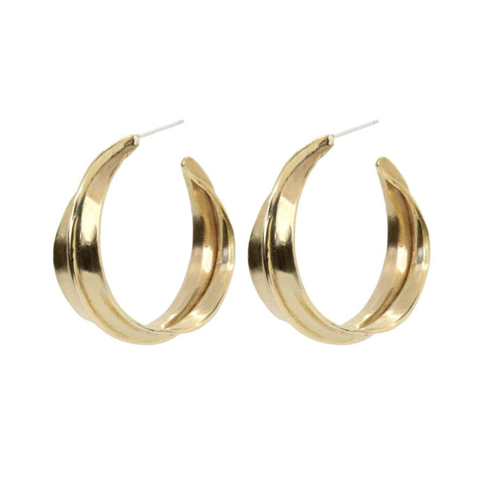Medium Ridge Hoop Earrings - Brass Ladha 