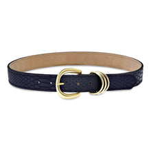 Load image into Gallery viewer, Curson Belt - Black Python/Brass Laurel & Gold
