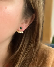 Load image into Gallery viewer, Malachite Mini Pleat Jacket Earrings Michelle Starbuck Designs
