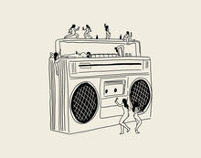 Load image into Gallery viewer, "Boom Box" Vintage Music Illustration Wall Art Print Tumbleweed Design Studio
