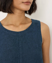 Load image into Gallery viewer, Women's Linen Easy Tank Dress Pact Small Yarn Dye Navy Blue