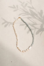 Load image into Gallery viewer, Quince | blue jade and fresh water pearl stone necklace Land of Palms 
