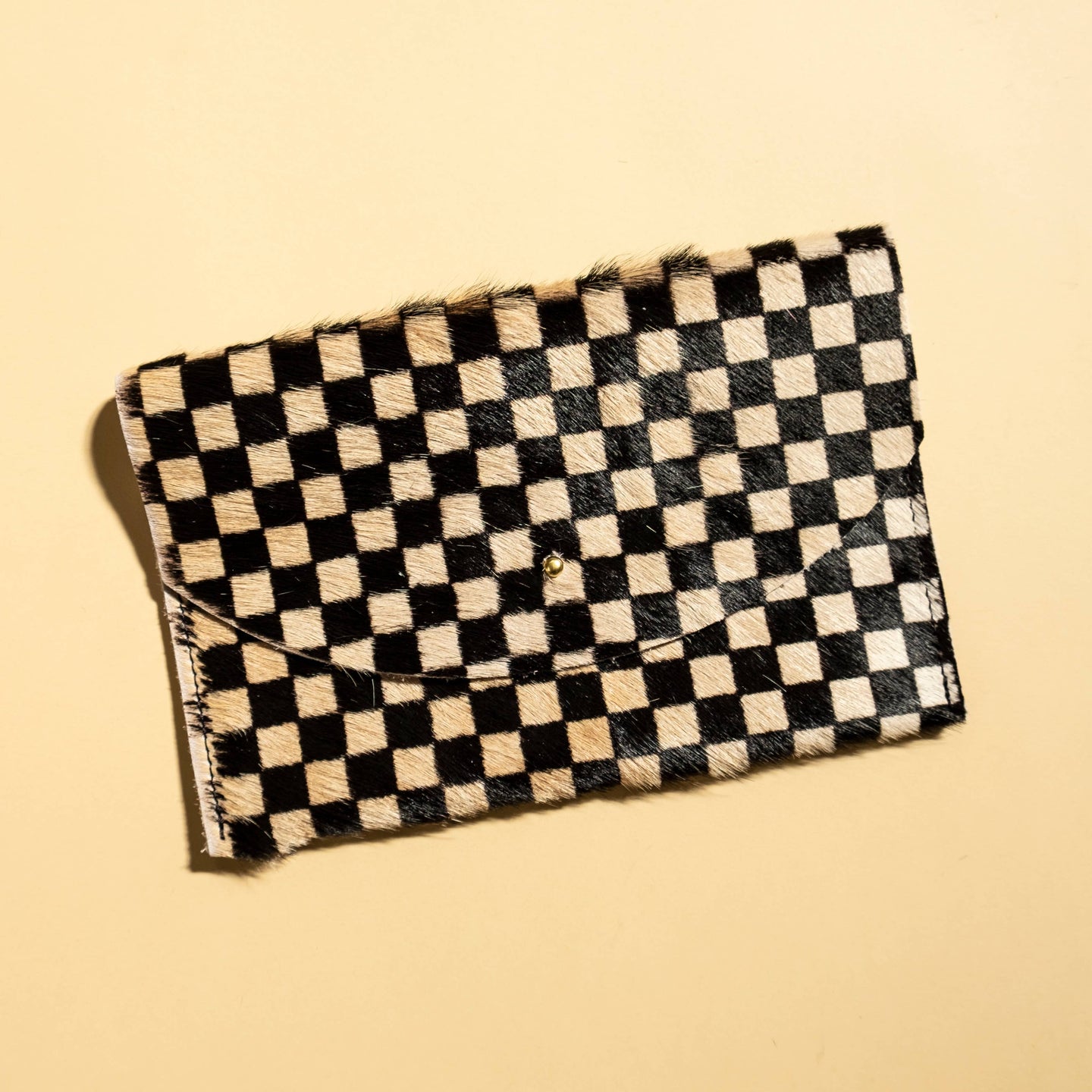 Envelope Pouch - Tan Checkered Hair on Hide Primecut 