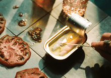Load image into Gallery viewer, Tinned Fish Candle - Olive Oil and Sea Salt Tinned Candle 

