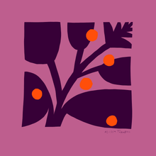 Load image into Gallery viewer, Purple and Red Botanical Scarf | 100% Silk | Hair Scarf Voyager Silk - Silk Scarves 
