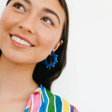 Load image into Gallery viewer, Navy Bead Hoops Sunshine Tienda 
