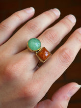 Load image into Gallery viewer, Double Stack White Jade and Amber rings Fossil and Hide 
