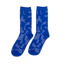 Load image into Gallery viewer, Crew Socks - Checks in Cobalt &amp; Periwinkle Jenny Pennywood 
