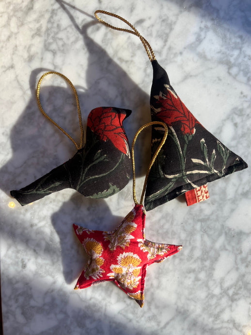Blockprint ornaments - Noel Maelu Designs 