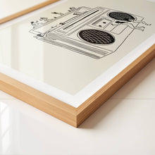 Load image into Gallery viewer, "Boom Box" Vintage Music Illustration Wall Art Print Tumbleweed Design Studio 
