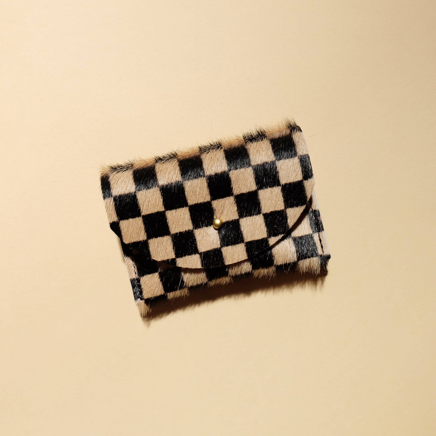 Cardholder - Tan Checkered Hair on Hide Primecut 