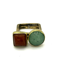 Load image into Gallery viewer, Double Stack White Jade and Amber rings Fossil and Hide 
