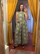 Load image into Gallery viewer, Green Blue Geo Fleur Pant Maelu Designs 
