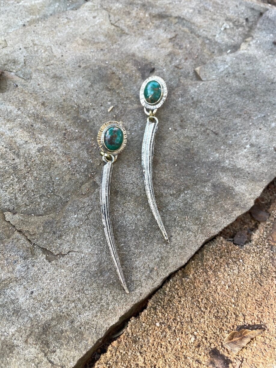 Copper Azurite Dentalium Shell Earrings Fossil and Hide 