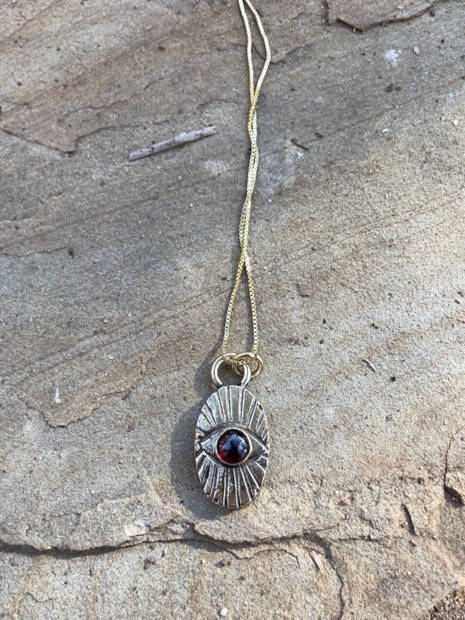 Garnet All Seeing Eye Necklace Fossil and Hide 