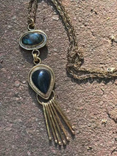 Load image into Gallery viewer, Labradorite and Rainbow Obsidian Necklace Fossil and Hide 
