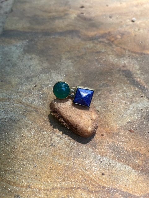 Double Stack Green Onyx and Lapis Rings Fossil and Hide 