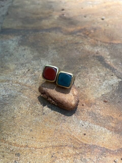 Double Stack Red and Green Agate Rings Fossil and Hide 