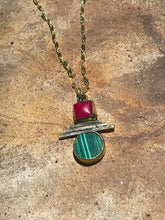 Load image into Gallery viewer, Pink Jade and Malachite Necklace Fossil and Hide 
