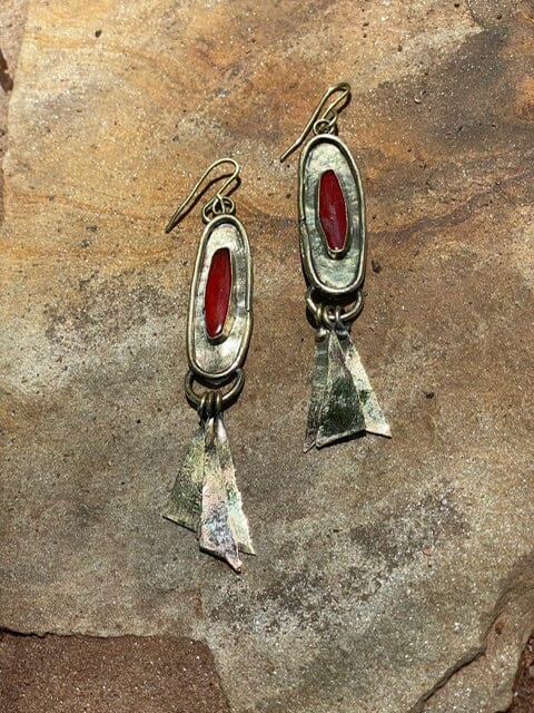 Czech Glass Earrings Fossil and Hide 