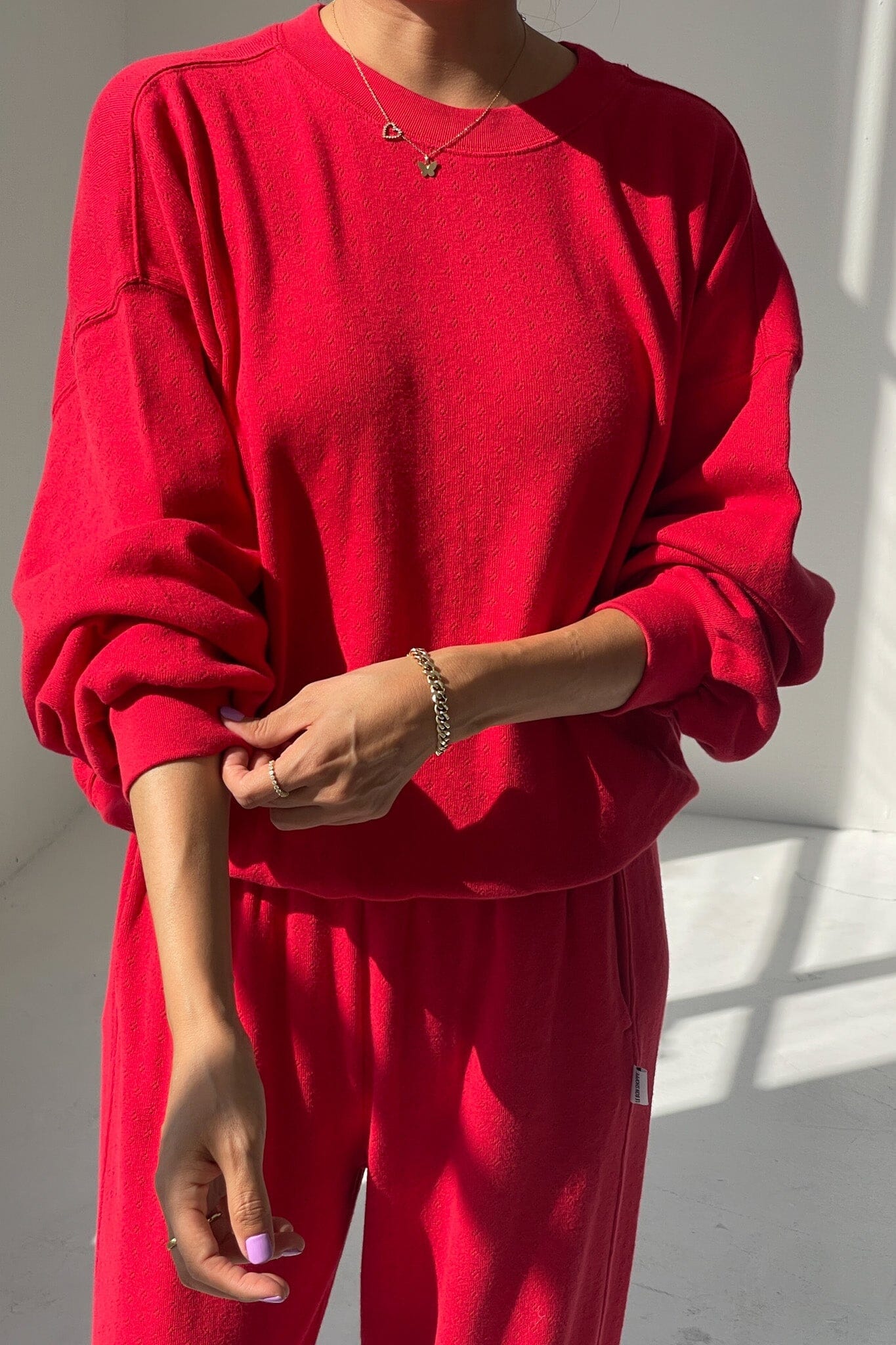 Pointelle Core Sweatshirt - Red Apple Le Bon Shoppe 