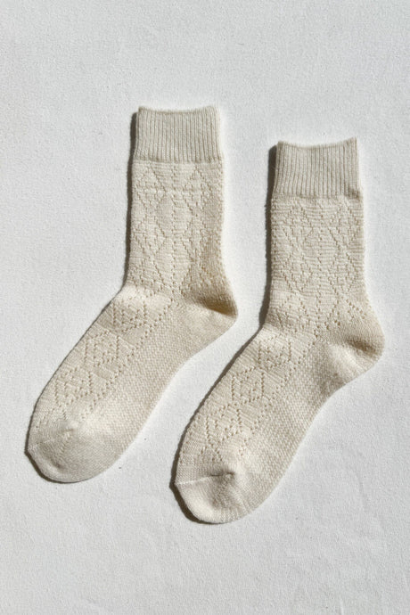 CASHMERE POINTELLE SOCKS - CREAM Le Bon Shoppe 