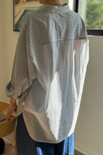 Load image into Gallery viewer, Striped Light Weight Owen Shirt - Denim Stripe On White Le Bon Shoppe 
