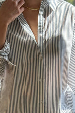 Load image into Gallery viewer, Striped Light Weight Owen Shirt - Denim Stripe On White Le Bon Shoppe 
