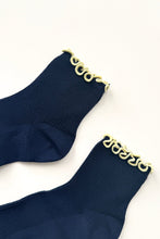 Load image into Gallery viewer, THE PETITE RUFFLED MODAL SOCKS - navy Le Bon Shoppe 
