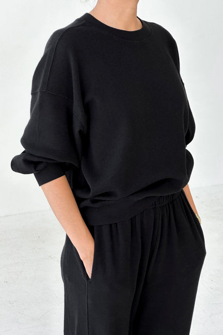 Pointelle Core Sweatshirt - Black Le Bon Shoppe 