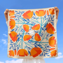 Load image into Gallery viewer, California Poppies Scarf | Silk Scarf | Women's Bandana Voyager Silk - Silk Scarves 
