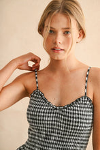 Load image into Gallery viewer, D5019 GINGHAM PRINT LONG DRESS MIOU MUSE M BLACK/WHITE 
