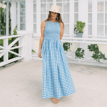 Load image into Gallery viewer, Blue Bay Gingham Marine Dress Sunshine Tienda 
