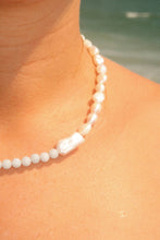 Load image into Gallery viewer, Quince | blue jade and fresh water pearl stone necklace Land of Palms 
