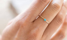 Load image into Gallery viewer, Mini Turquoise Stacking Ring in Gold The Land of Salt 
